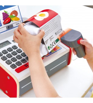 Jucarie din lemn - Casa de marcat cu scaner (23 piese) - Case de marcat de jucarie si jucarii supermarket Jucarie din lemn - Casa de marcat cu scaner (23 piese) - Case de marcat de jucarie si jucarii supermarket