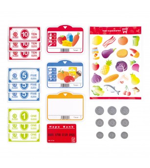 Jucarie din lemn - Casa de marcat cu scaner (23 piese) - Case de marcat de jucarie si jucarii supermarket Jucarie din lemn - Casa de marcat cu scaner (23 piese) - Case de marcat de jucarie si jucarii supermarket