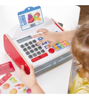 Jucarie din lemn - Casa de marcat cu scaner (23 piese) - Case de marcat de jucarie si jucarii supermarket Jucarie din lemn - Casa de marcat cu scaner (23 piese) - Case de marcat de jucarie si jucarii supermarket