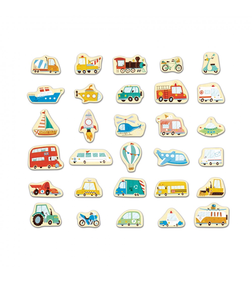 Jucarie din lemn - Magneti vehicule (30 piese) - Jucării creativ-educative