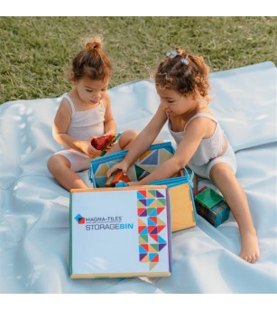 Cos de depozitare si covoras de joaca interactiv Magna-Tiles - Jucarii magnetice