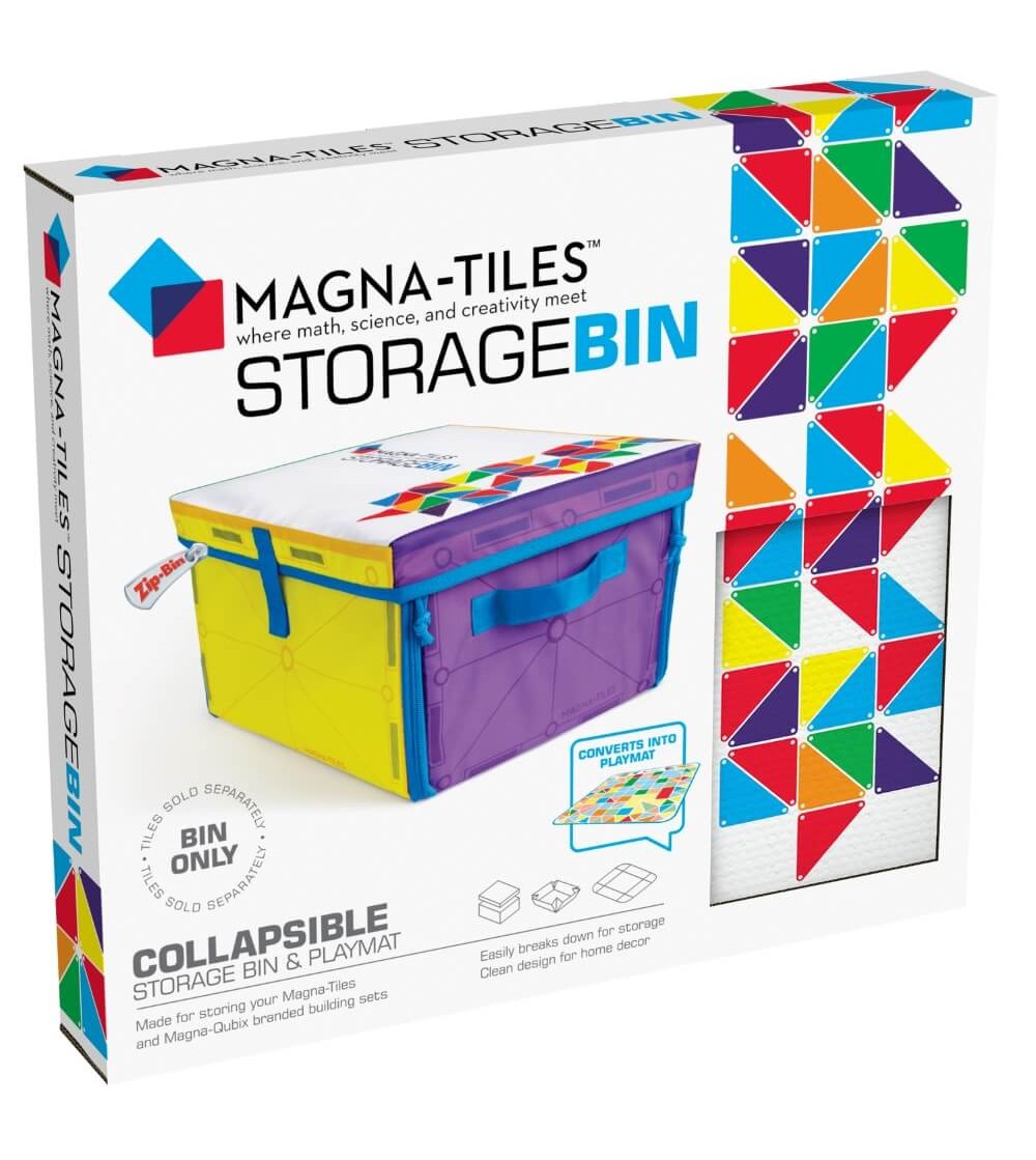 Cos de depozitare si covoras de joaca interactiv Magna-Tiles - Jucarii magnetice
