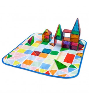 Cos de depozitare si covoras de joaca interactiv Magna-Tiles - Jucarii magnetice