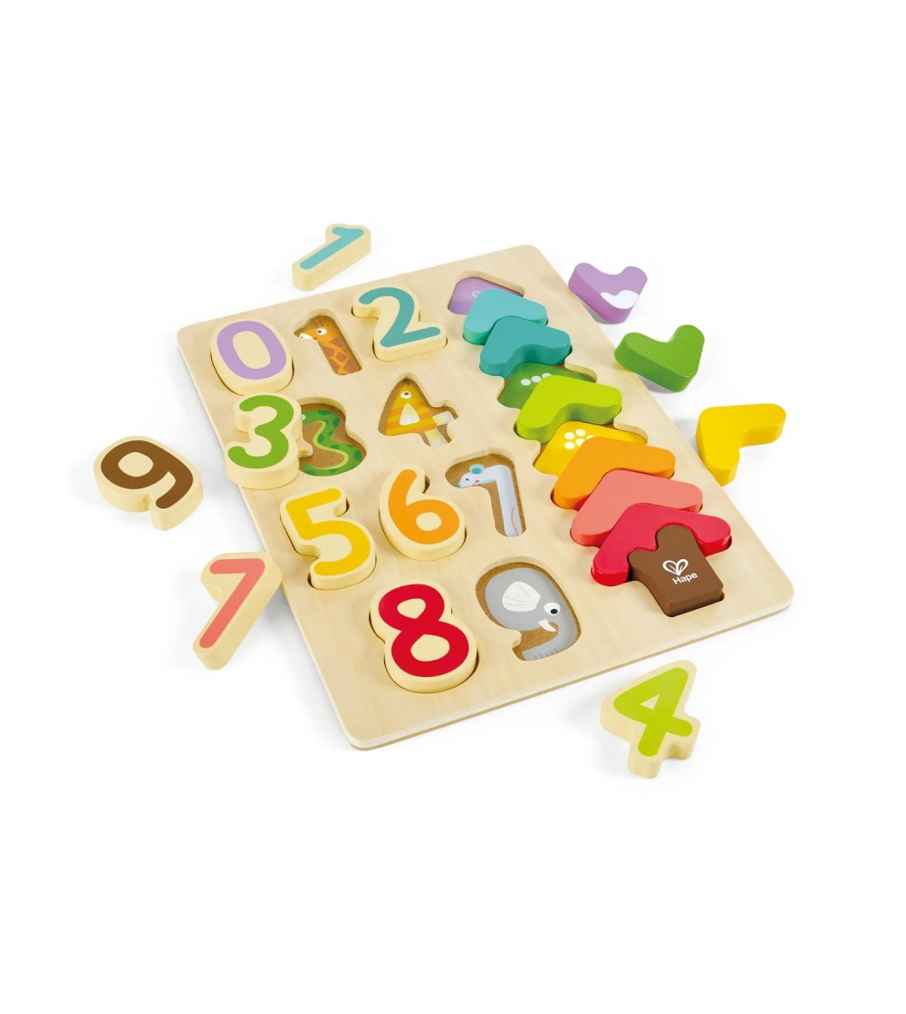 Puzzle din lemn - Culori si numere (20 piese) - Puzzle copii