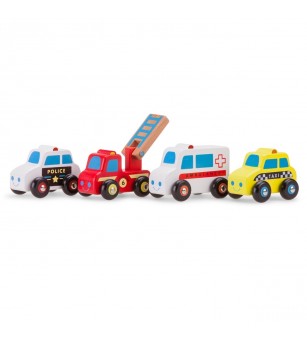 Set 4 vehicule lemn - Vehicule de jucărie