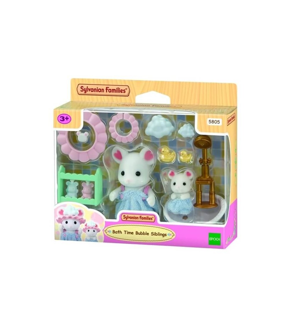 Set Sylvanian Families 5805 - Distracție spumoasă cu frații șoricei Marshmallow - Figurine