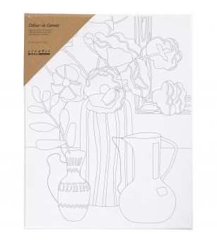 Tablou Canvas - natura statică cu flori, 24x30 cm - Figurine de pictat