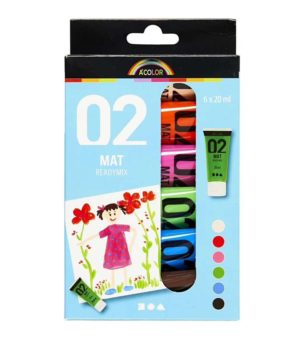 Vopsea acrilica mata, 6 culori mate - Acuarele, guase, acrilice Vopsea acrilica mata, 6 culori mate - Acuarele, guase, acrilice