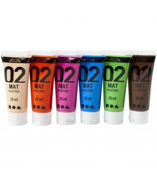 Vopsea acrilica mata, 6 culori mate - Acuarele, guase, acrilice Vopsea acrilica mata, 6 culori mate - Acuarele, guase, acrilice