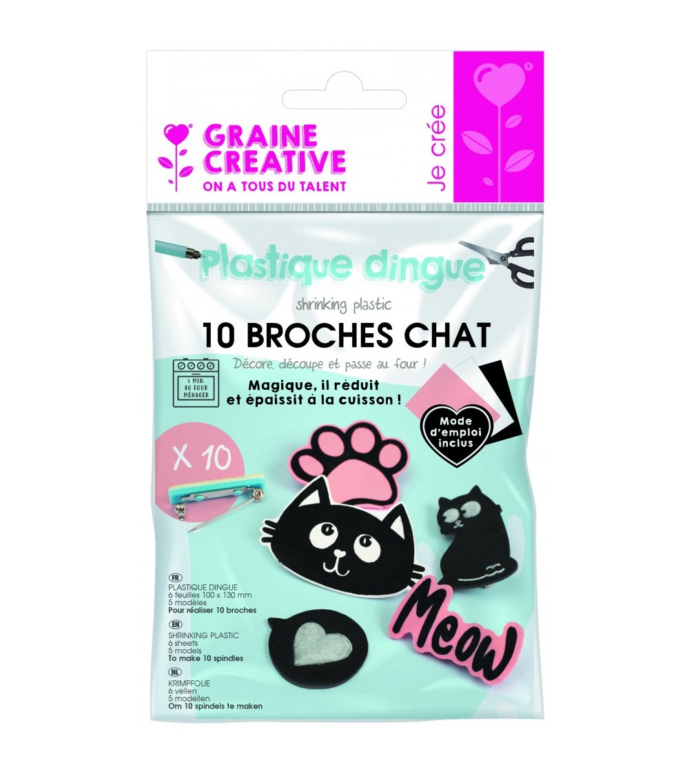 Kit broșe pisici din folii termocontractabile (Shrink plastic), Graine Creative - Shrink plastic - folii termocontractibile Kit broșe pisici din folii termocontractabile (Shrink plastic), Graine Creative - Shrink plastic - folii termocontractibile