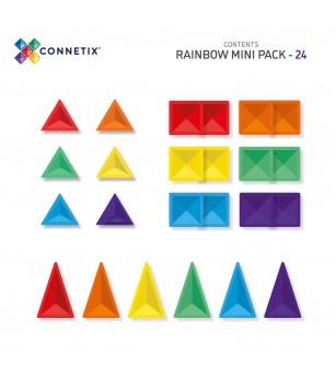 Set Connetix 24 piese magnetice de construcție, Rainbow Mini Pack - Jucarii magnetice