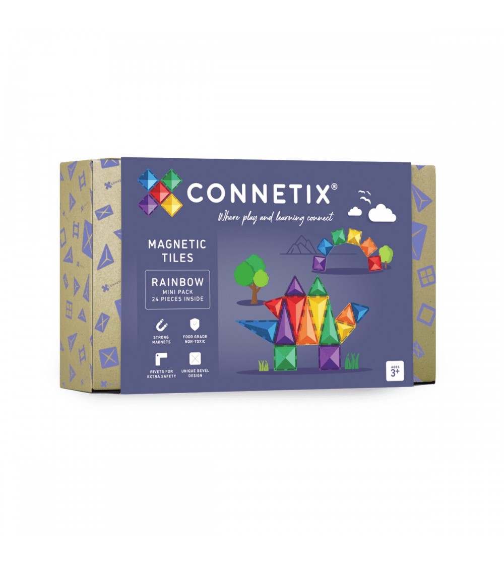 Set Connetix 24 piese magnetice de construcție, Rainbow Mini Pack - Jucarii magnetice