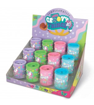 Ascutitoare de creion cu 2 gauri si container cu detalii tridimensionale Cute, 4 modele (12 buc/display) - Rechizite