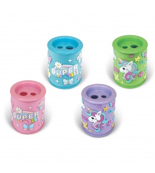 Ascutitoare de creion cu 2 gauri si container cu detalii tridimensionale Cute, 4 modele (12 buc/display) - Rechizite