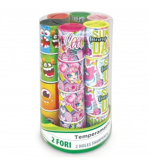 Ascutitoare de creion cu 2 gauri si container Fantasy, 6 modele (24 buc/display) - Rechizite