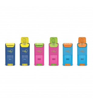 Ascutitoare de creion cu 3 gauri, Trio, cu container, 3 culori (24 buc/display) - Rechizite