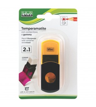 Ascutitoare de creion cu o gaura, container si radiera, 5 culori (blister) - Rechizite