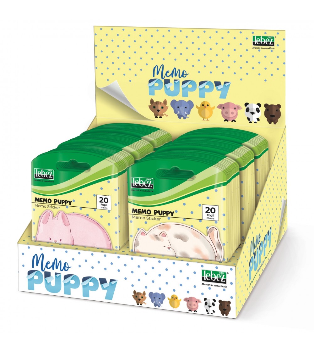Bloc notes adeziv, Memo Puppy, 6 modele (96 blistere/display) - Rechizite