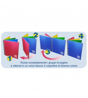 Caiet A4+ cu spirala - One Color 4x4, 80 g/m2, 120+4 pag., coperta PP (Dictando) - Rechizite