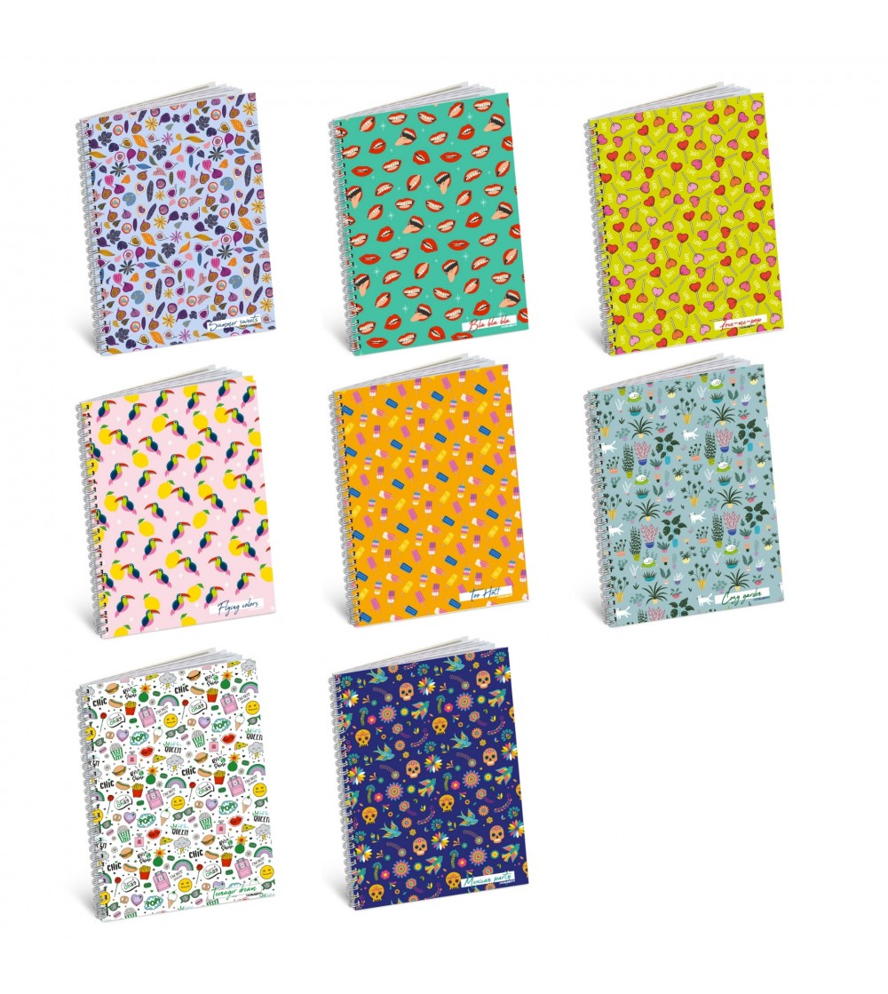 Caiet A4+ cu spirala - Pattern 2025, 80 g/m2, 60 pag., copertă plastic + laminare UV (Matematica) - Rechizite
