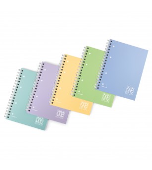 Caiet A5+ cu spirala - One Color Pastel, 80 g/m2, 80 pag., coperta PP (Matematica) - Rechizite