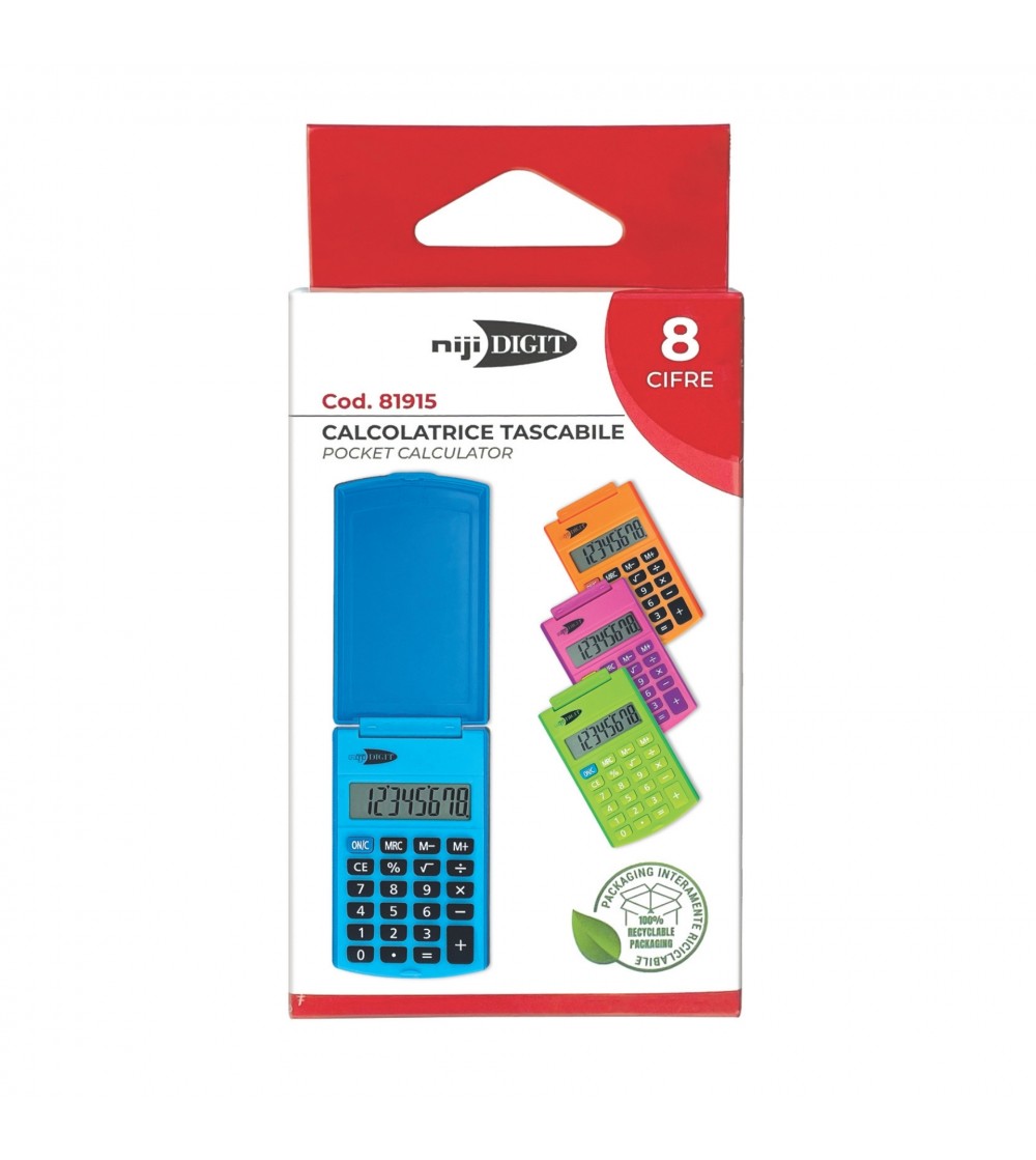 Calculator de buzunar, 8 Cifre, 6 x 10 cm, 4 culori (blister) - Rechizite Calculator de buzunar, 8 Cifre, 6 x 10 cm, 4 culori (blister) - Rechizite
