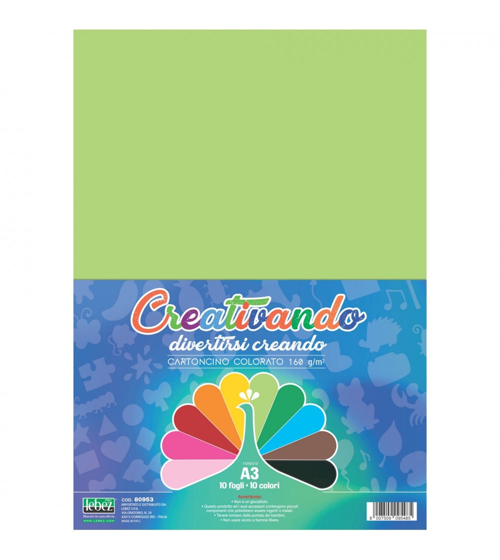 Carton colorat asortat 10 culori, A3, 29.7 x 42 cm, 160 g/m2 - Rechizite