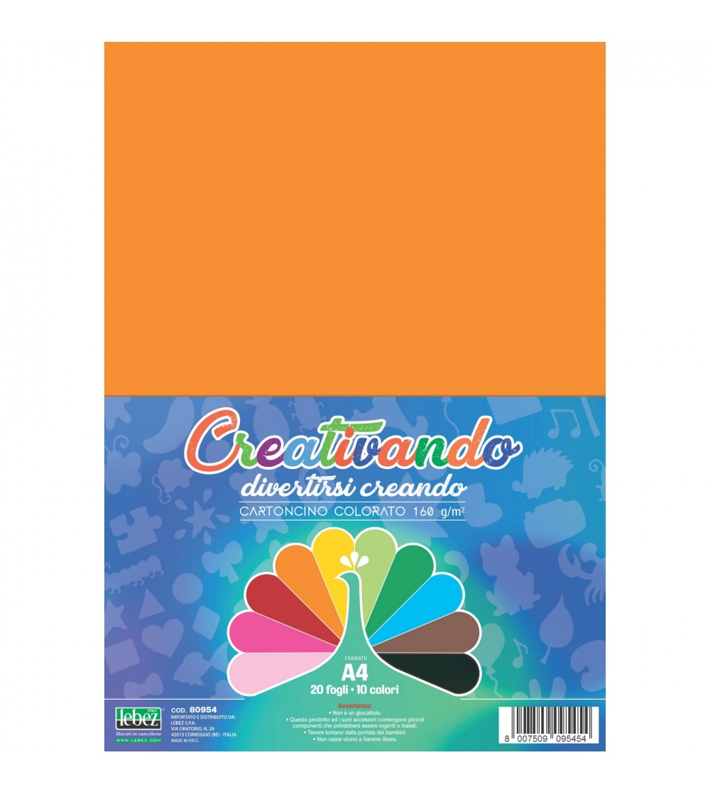 Carton colorat asortat 20 culori, A4, 21 x 29.7 cm, 160 g/m2 - Rechizite