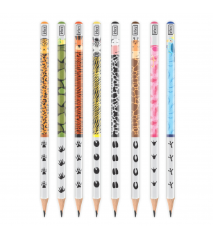 Creion grafic cu cu pattern animale HB, set 8 creioane - Rechizite Creion grafic cu cu pattern animale HB, set 8 creioane - Rechizite