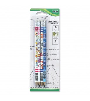 Creion grafic cu radiera, School Creative 4 buc/blister - Rechizite