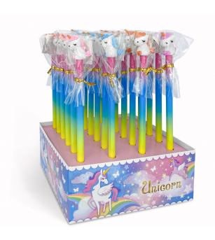 Creion grafic Unicorn cu radiera, 4 modele (24 buc/display) - Rechizite