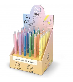Creion Infinity - Pastel cu buton snap, 6 culori (24 buc/display) - Rechizite