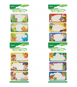 Etichete caiete baieti, 4 sortimente (6 etichete/blister) - Rechizite