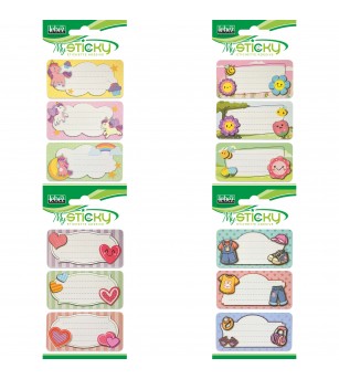 Etichete caiete fete, 4 sortimente (6 etichete/blister) - Rechizite