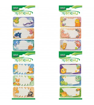 Etichete caiete mix, 4 sortimente (6 etichete/blister) - Rechizite