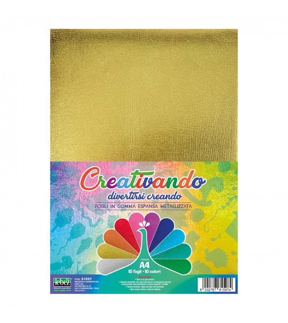 Hartie gumata asortata 10 culori metalizate, A4, 21 x 29.7 cm, grosime 2mm - Rechizite
