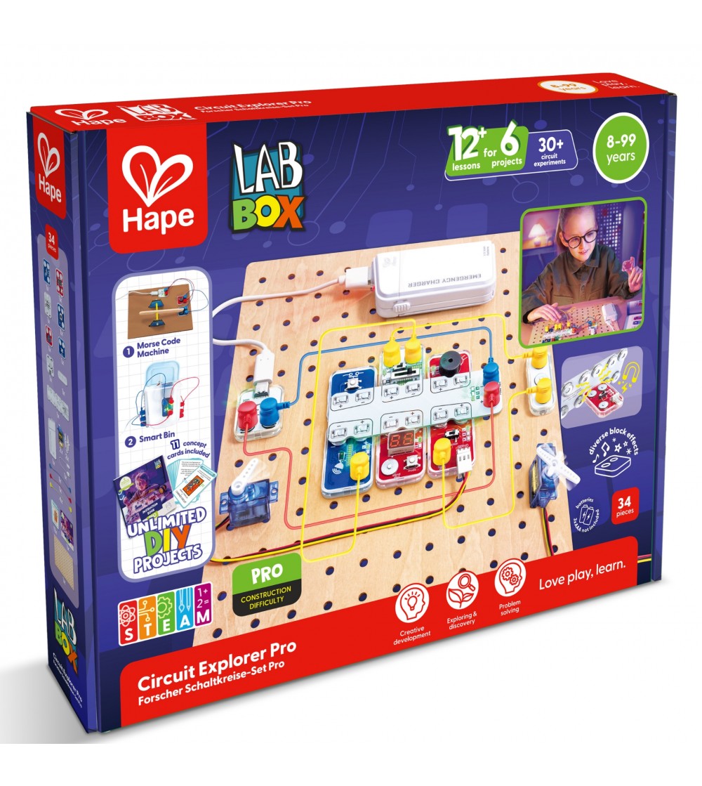 Jucarie Labbox - Circuit Explorer Pro, 30+ experimente (34 piese) - Jucării