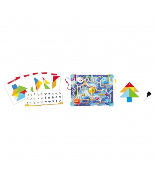 Jucarie din lemn - 2 in 1 Space Maze & Tangram Board - Jucării