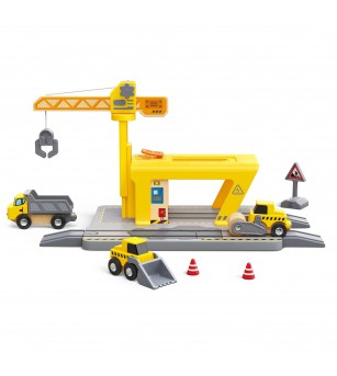 Jucarie din lemn - Set constructii macarale feroviare - Jucării