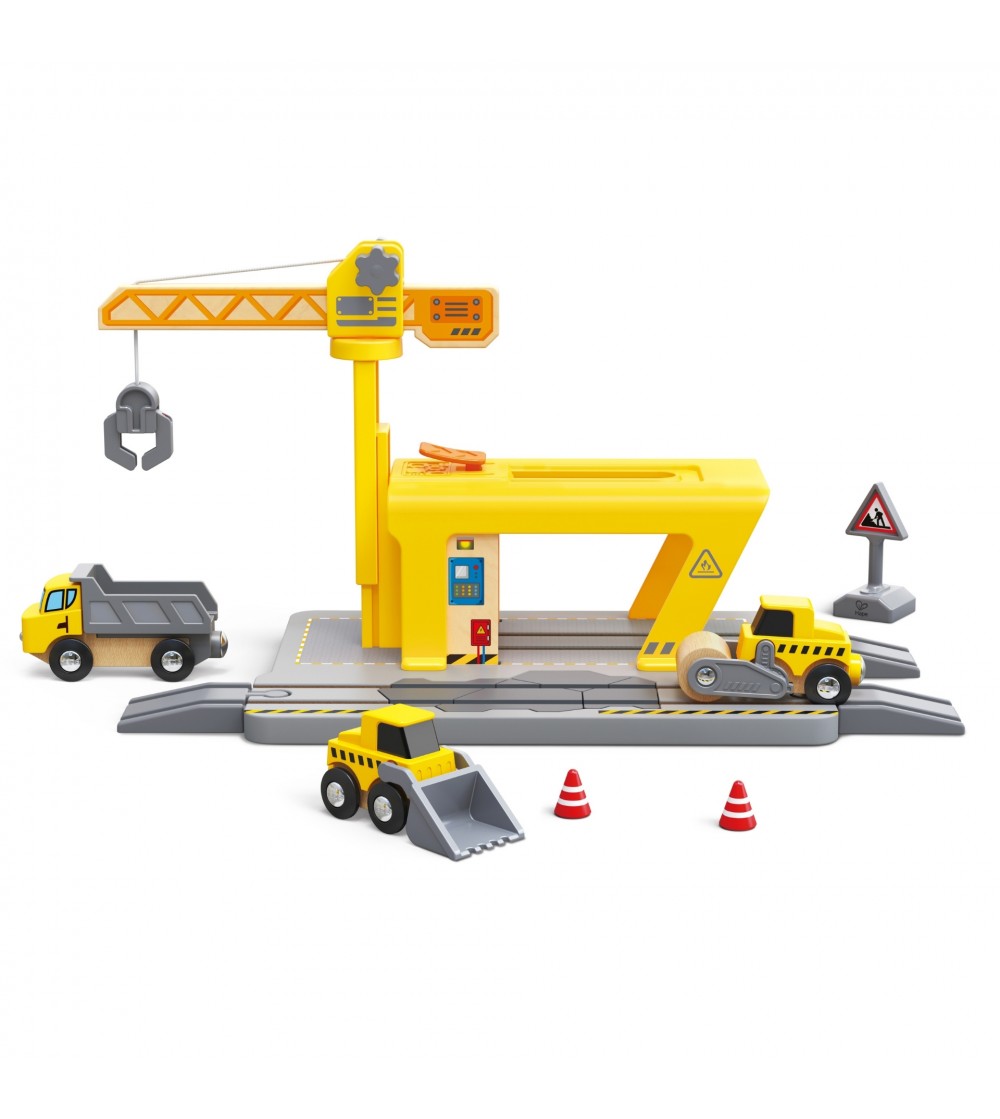 Jucarie din lemn - Set constructii macarale feroviare - Jucării