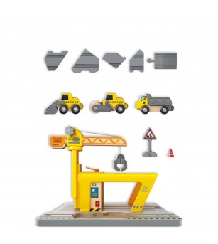 Jucarie din lemn - Set constructii macarale feroviare - Jucării