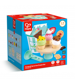 Jucarie din lemn - Set de inghetata pentru scoatere si servire (19 piese) - Jucării