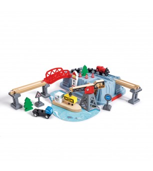 Jucarie din lemn - Set tren port (51 piese) - Jucării