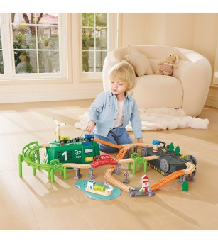 Jucarie din lemn - Tren in cutie tip locomotiva - Jucării