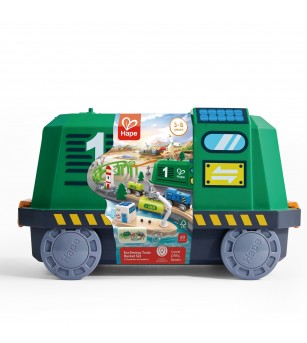 Jucarie din lemn - Tren in cutie tip locomotiva - Jucării