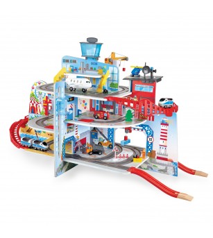 Jucarie din lemn - Tren Mega City (55 piese) - Jucării