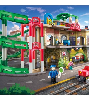 Jucarie din lemn - Tren pe 3 nivele (58 piese) - Jucării