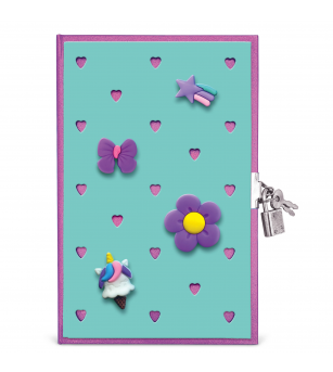Jurnal Joy Pins, cu decoratiuni 3D, 80 de pagini, 13.5 x 21 cm - Rechizite
