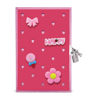 Jurnal Joy Pins, cu decoratiuni 3D, 80 de pagini, 13.5 x 21 cm - Rechizite