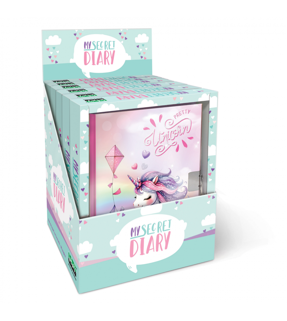 Jurnal Pretty Unicorn, cu cutie cadou, 80 de pagini, 13 x 18 cm (6 buc/display) - Rechizite